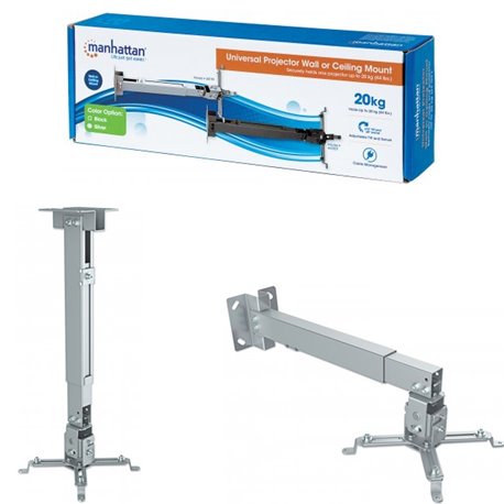 SOPORTE MANHATTAN PROYECTOR 20KG TECHO O PARED ALTURA AJUSTABLE PLATA