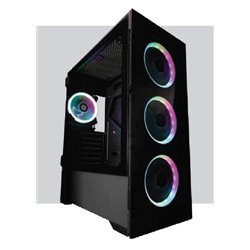 GABINETE BALAM RUSH THINOS NEGRO E-ATX 4 VENTILADORES RGB CRISTAL TEMPLADO
