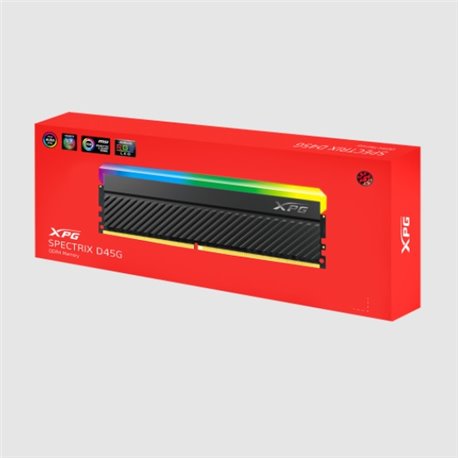 MEMORIA ADATA 16GB DDR4 3600MHZ XPG D45 RGB SPECTRIX DISIPADOR ALUMINIO NEGRO AX4U36001618ICBKD45G