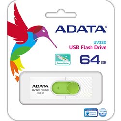 MEMORIA ADATA 64GB USB 3.1 UV320 BLANCO / VERDE