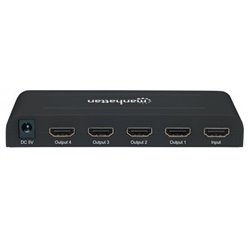 VIDEO SPLITTER MANHATTAN HDMI 1IN: 4OUT 4K@30HZ ALIMENTADO POR ADAPTADOR NEGRO