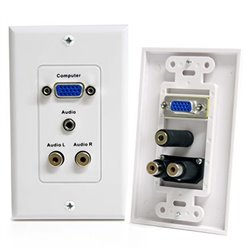 PLACA DE PARED STARTECH VGA CON TOMA MINI-JACK de 3.5MM y RCA- BLANCO-1-GANG-SOPORTE DE PARED -1 x PUERTO(S) MINI-PHONE-1x PUERT