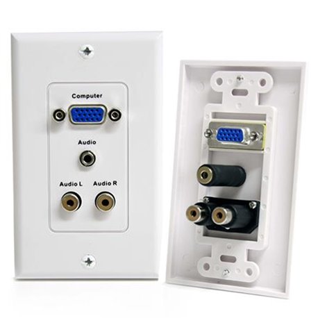 PLACA DE PARED STARTECH VGA CON TOMA MINI-JACK de 3.5MM y RCA- BLANCO-1-GANG-SOPORTE DE PARED -1 x PUERTO(S) MINI-PHONE-1x PUERT