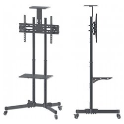 SOPORTE MANHATTAN PARA TV 37 A 70 PULG CARRO PISO 50KG CON INCLINACION ACERO CHAROLA DESMONTABLE