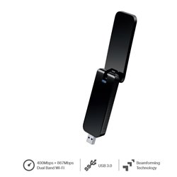 ADAPTADOR INALAMBRICO USB 3.0 TP-LINK DUAL BAND AC1300 MU-MIMO 2.4GHz A 400 MBPS Y 5GHz A 867 MBPS