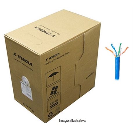 BOBINA UTP X-MEDIA CA-TP6E1K-BU CAT 6 305MTS COLOR AZUL