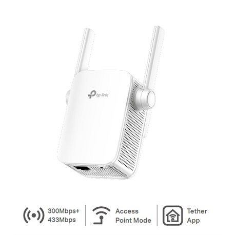 EXTENSOR DE RANGO INALAMBRICO RE205 TP-LINK AC750 BANDA DUAL 2 ANTENAS Y PTO RJ45 ETHERNET 10/100 MODO AP