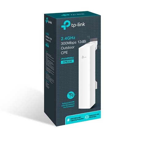 CPE EXTERIOR TP-LINK CPE220 2.4GHz 300Mbps 12dBi ANTENA MIMO DIRECCIONAL POLARIZADO DUAL POTENCIA 0 A 30 dBm/1000mw