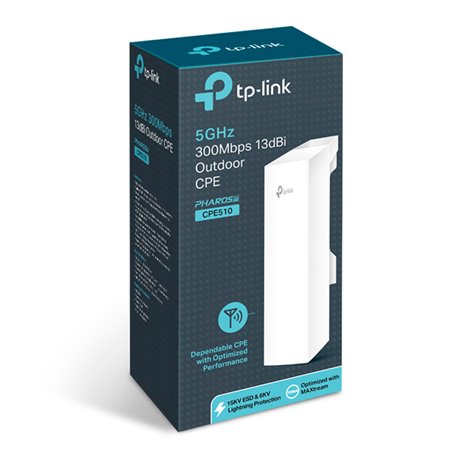 CPE EXTERIOR TP-LINK CPE510 5GHz 300Mbps 13dBi ANTENA MIMO DIRECCIONAL POLARIZADO DUAL POTENCIA 0 A 27 dBm/ 500mw