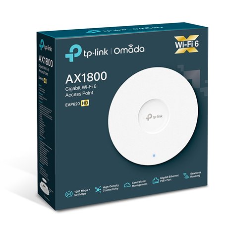 ACCESS POINT TP-LINK P/INTERIOR WI-FI 6 EAP620 HD AX1800 MU-MIMO 1 PTO GIGABIT PoE+ 802.3at Omada SDN ZTP