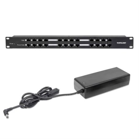 PANEL DE PARCHEO INTELLINET CAT 5E 12 PUERTOS 1U POE