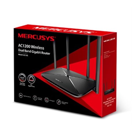 ROUTER WI-FI MERCUSYS AC12G BANDA DUAL 2.4GHz 300Mbps + 5GHz 867Mbps 4 ANTENAS 5dBi 4 PTOS GIGABIT ETHERNET