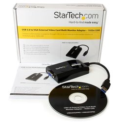 ADAPTADOR STARTECH USB 3.0 A VGA PARA MAC- TARJETA DE VIDEO EXTERNO CABLE- 1920x1200 1080p - 1920 x 1200 - 1 x VGA