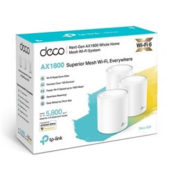 SISTEMA DECO X20 (3 PIEZAS) TP-LINK MESH WI-FI 6 AX1800 (5GHz 1201Mbps+2.4GHz 574Mbps X PIEZA) MU-MIMO BEAMFORMING
