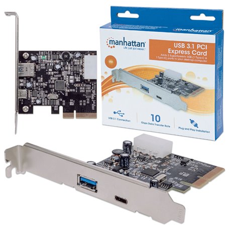 TARJETA MANHATTAN PCI EXPRESS USB-C V3.1 2PUERTOS 1AH +1CH