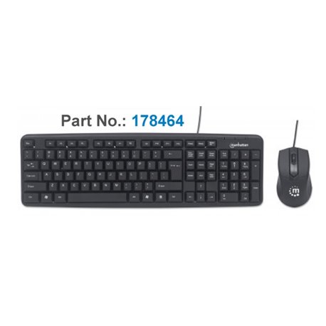 KIT TECLADO Y MOUSE MANHATTAN ALAMBRICO USB NEGRO