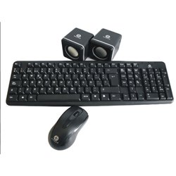 KIT NACEB TECLADO+MOUSE+BOCINAS NEGROS