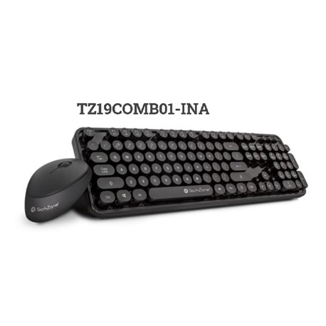 KIT TECLADO Y MOUSE INALAMBRICO TECHZONE NEGRO ACABADO PIANO
