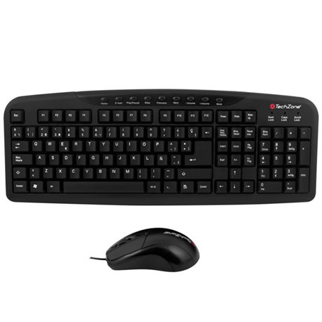 KIT TECLADO Y MOUSE ALAMBRICO TECHZONE USB NEGRO MULTIMEDIA