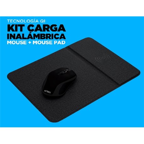 KIT MOUSE INALAMBRICO RECARGABLE Y MOUSEPAD ACTECK KM110 QISET - NEGRO  6  INALAMBRICO  OPTICO  1600 DPI