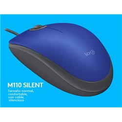MOUSE LOGITECH M110 AZUL SILENT ALAMBRICO USB