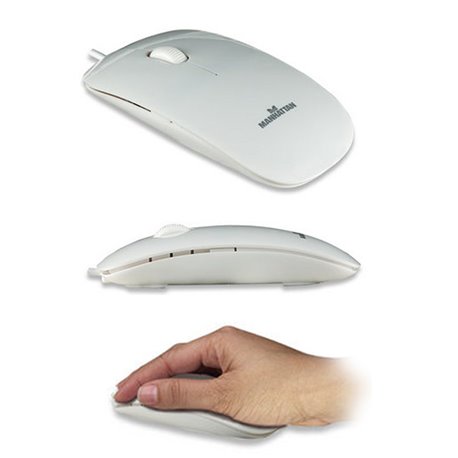 MOUSE MANHATTAN ALAMBRICO OPTICO USB BLANCO