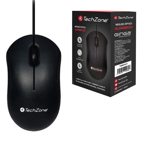MOUSE TECHZONE ALAMBRICO USB NEGRO