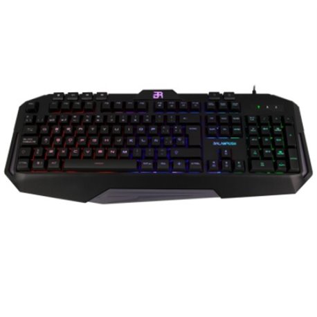 TECLADO BALAM RUSH GAMER GUNFIRE ALAMBRICO PROGRAMABLE 3 COLORES LED NEGRO