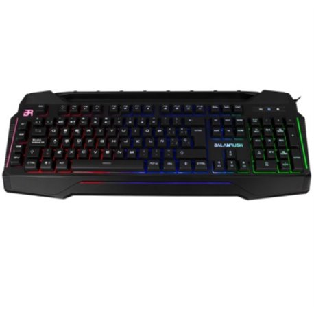 TECLADO BALAM RUSH GAMER MURDER ALAMBRICO PROGRAMABLE 3 COLORES LED NEGRO