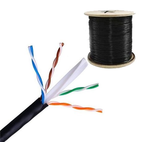 SAXXON OUTP6COP150NE- BOBINA CABLE UTP  CAT6 EXTERIOR  100% COBRE  COLOR NEGRO  150 M   AWG 23  4 PARES  FLUKE TEST/ UL