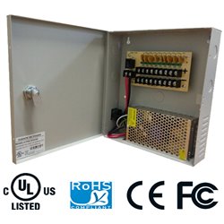 SAXXON PSU1210D9- FUENTE DE PODER REGULADA 12V10 AMP. DISTRIBUIDOR PARA 9 CAMARAS  1.1 AMP MAXIMO POR CANAL