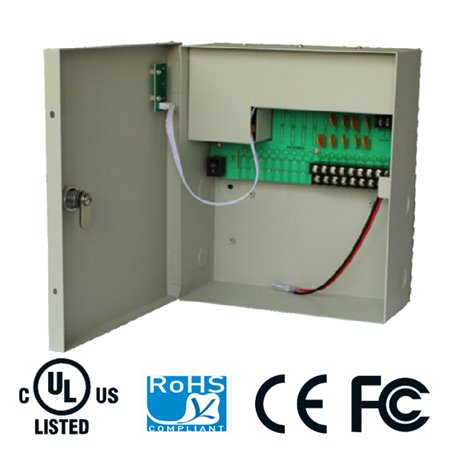 SAXXON PSU1210D9B- FUENTE DE PODER 12V CD / 10 AMPERES / DISTRIBUIDOR PARA 9 CAMARAS / ESPACIO PARA BATERIA DE RESPALDO