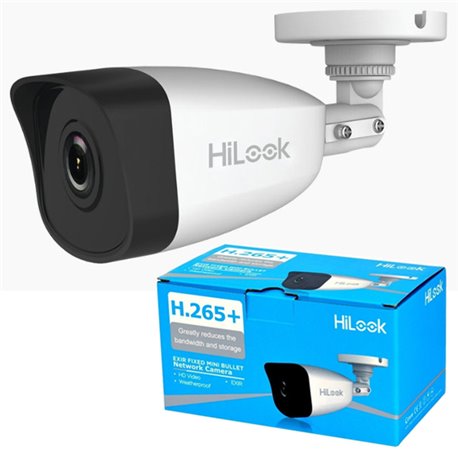 HILOOK SERIES CAMARA BULLET  TIPO BALA IP 2 MEGAPIXELES / 30 MTS IR / EXTERIOR IP67 / POE / DWDR / LENTE 2.8 MM / H.265