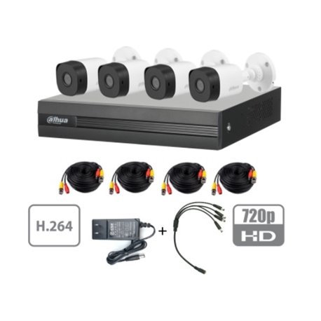 DAHUA COOPER XVR1A04KIT DVR 4 CANALES 1 MEGAPIXEL/ 4 CAMARAS B1A11 720p/ DVR DE 4 CANALES H.264 1080p LITE