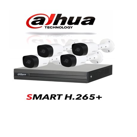DAHUA COOPER XVR1B04KITII- KIT 4 CANALES 2 MEGAPIXELES/ 4 CAMARAS B2A21 1080P METALICAS / DVR DE 4 CANALES 1080P LITE / H265+/ 1