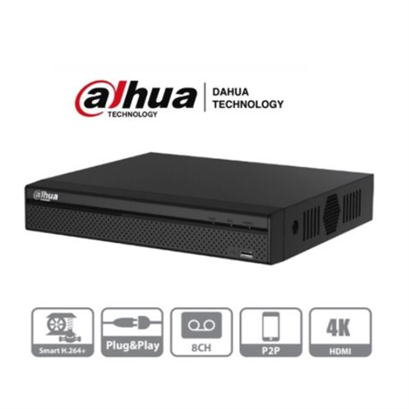 DAHUA DHI-XVR5108HS-4KL - DVR de 8 CANALES 4k/ H.264+/ 4 CANALES IP ADICIONALES / MAXIMO 12 CANALES / 1&1 E&S DE AUDIO / 1 PUERT