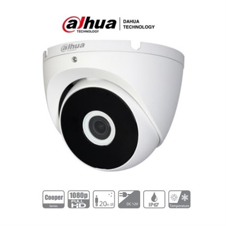 DAHUA COOPER T2A21 CAMARA DOMO HDCVI 1080P / 720P / TVI / A HD / CVBS / LENTE 3.6MM / METALICA/ SMART IR 20 MTS / IP67  / APERTU