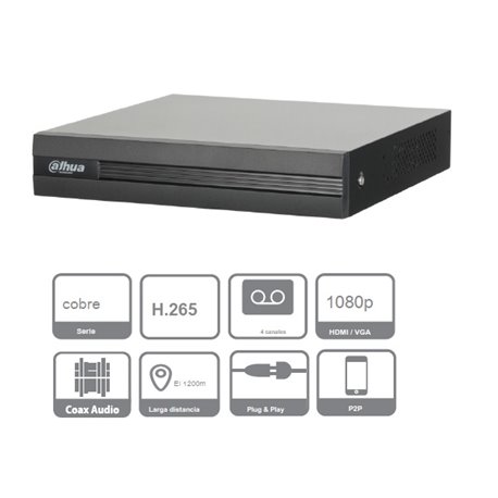 DAHUA XVR1B04H-I DVR 4 CANALES 5 MEGAPIXELES LITE/  WISENSE/ COOPER-I/ H.265+/ 4 CANALES+2 IP O HASTA 6 CANALES IP/ 4 CANALES CO