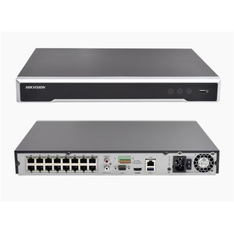 HIKVISION  NVR 8 MEGAPIXELES (4K) / 16 CANALES IP / 16 PUERTOS POE+ / 2 BAHIAS DE DISCO DURO / SWITCH PoE 300 MTS / HDMI EN 4K
