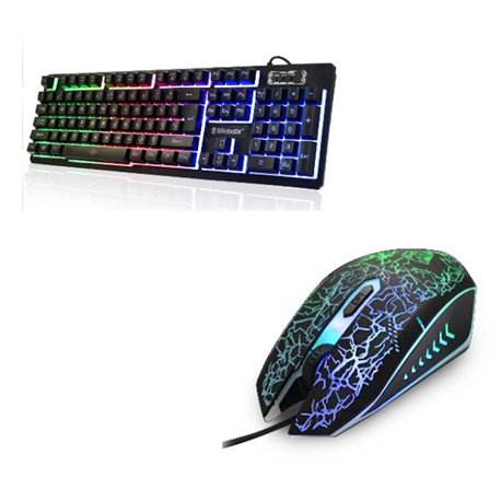 KIT TECLADO Y MOUSE BROBOTIX USB  ILUMINADO  NEGRO