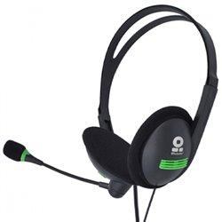 AUDIFONO DIADEMA ALAMBRICO BROBOTIX BASICA DETALLE VERDE C/MICROF AJUSTABLE 3.5MM (2 CONECTORES AUDIO Y MICROF)