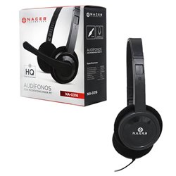 AUDIFONO DIADEMA ALAMBRICO NACEB PARA PC NEGRO 3.5MM C/MICROF 1.5M
