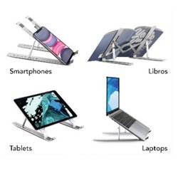 SOPORTE DE ALUMINIO BROBOTIX PARA LAPTOP PLEGABLE MULTIFUNCIONAL 18.7x25.5x14CM 7 ANGULOS AJUSTABLES