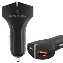 CARGADOR P/AUTO PERFECT CHOICE USB DUAL (QC 3.0)
