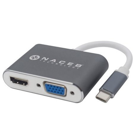 ADAPTADOR TIPO C NACEB A HDMI Y VGA (NA-0113)