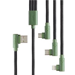 CABLE HUNE HIEDRA BOSQUE (VERDE) USB 3 EN 1(MICRO/USB C/LIGHTNING) 1.2M