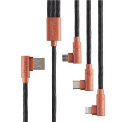 CABLE HUNE HIEDRA CORTEZA (CAFE) USB 3 EN 1(MICRO/USB C/LIGHTNING) 1.2M