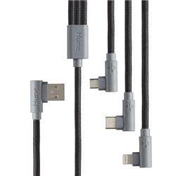 CABLE HUNE HIEDRA ROCA (GRIS) USB 3 EN 1(MICRO/USB C/LIGHTNING) 1.2M