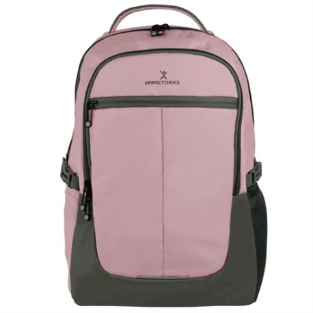 MOCHILA PERFECT CHOICE VAGARY  PARA LAPTOP 15.6 ROSA CON GRIS