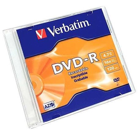 DVD-R VERBATIM 4.7GB 16X 120MIN SINGLE SLIM CASE